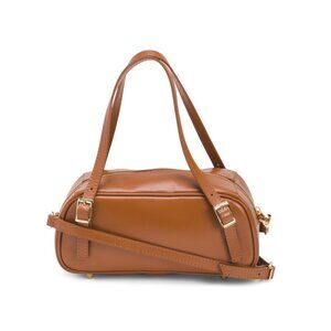 ISADORA Cuoio Made In Italy Leather East West Satchel With Belted Detail